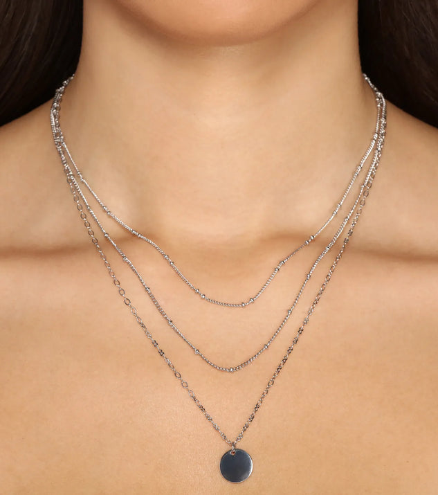 Three Row Layered Charm Necklace