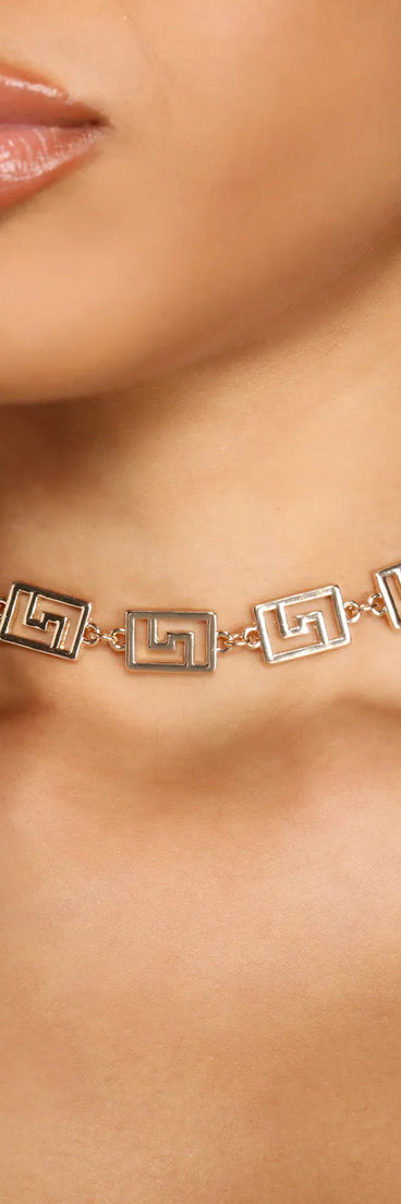 Chic Greek Key Choker Necklace