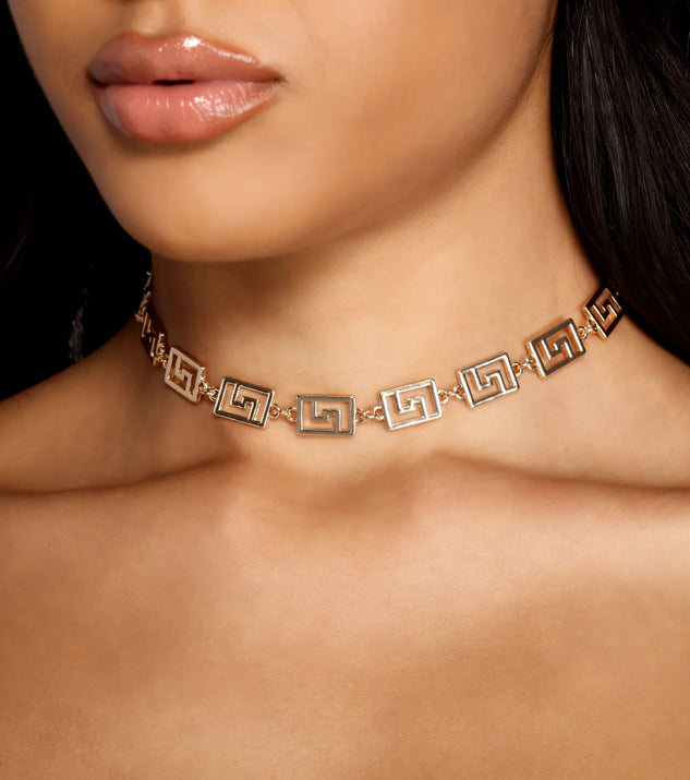 Chic Greek Key Choker Necklace