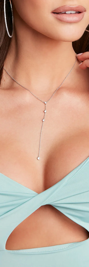 Dainty Details Rhinestone Lariat Necklace