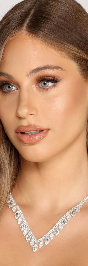 So Adored Rhinestone Collar And Duster Earrings Set