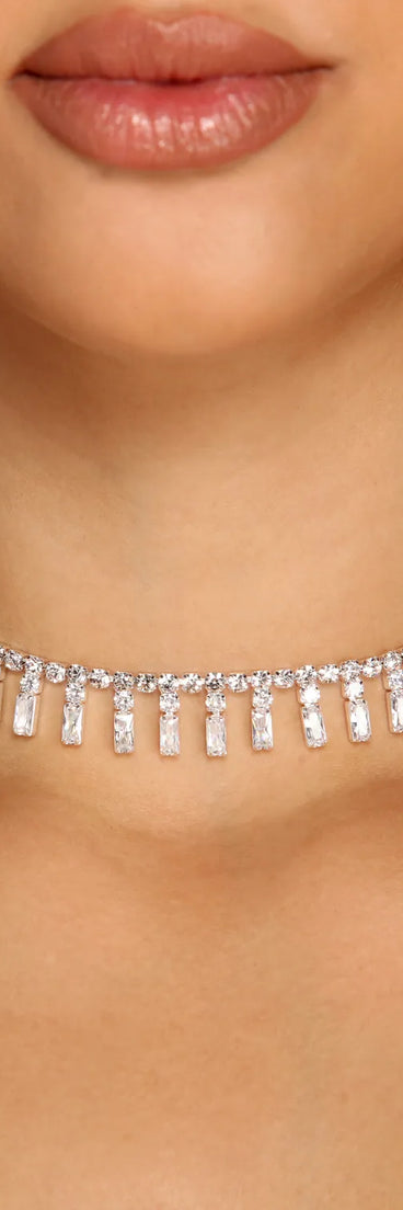 Dazzle On Baguette Stone Rhinestone Choker