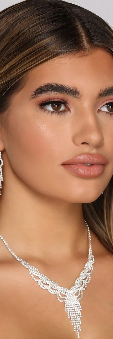 Rhinestone Twist Collar And Fringe Dusters Set