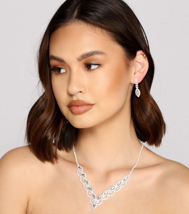 Dream Come True Rhinestone Collar And Duster Earring Set