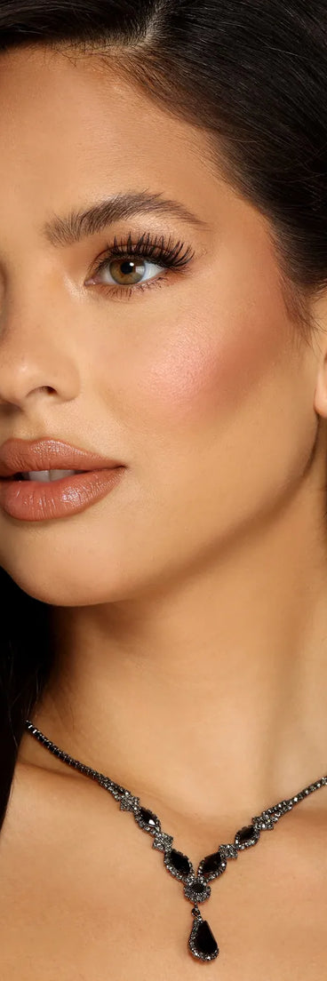 Stunning Beauty Marquise Rhinestone Collar And Duster Earrings Set