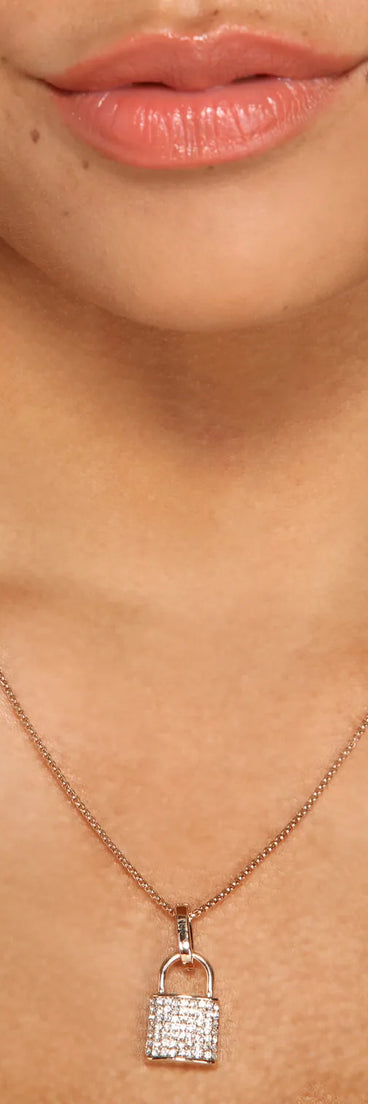 Love Locked In Rhinestone Necklace