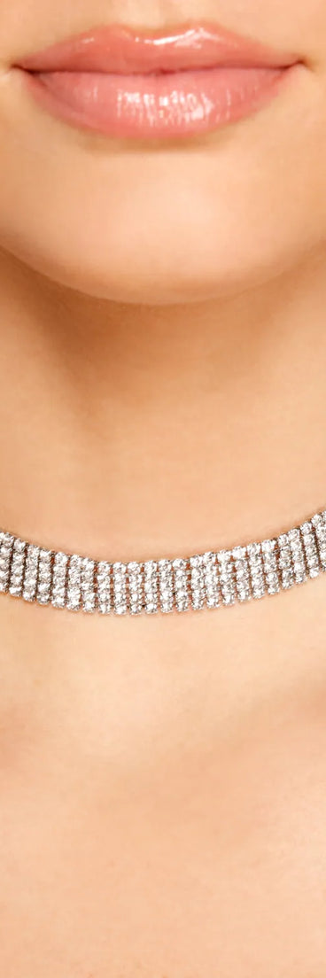 Dramatic And Glam Rhinestone Choker Necklace