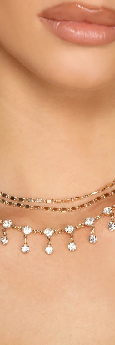 Layered In Glam Rhinestone Necklace