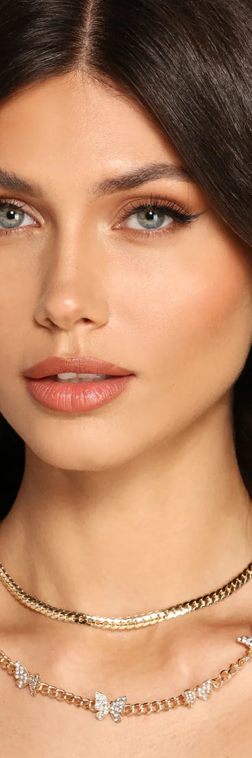 So Chic Two Row Butterfly Chain Choker