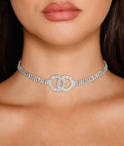 Double Mini O-Ring Rhinestone Choker