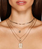 Sweet Rose Four Row Charm Necklace