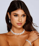 Twist Of Glamour Rhinestone Collar, Duster Earrings, And Bracelet Set