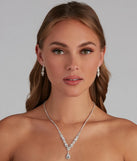 Statement Rhinestone Teardrop Necklace Set