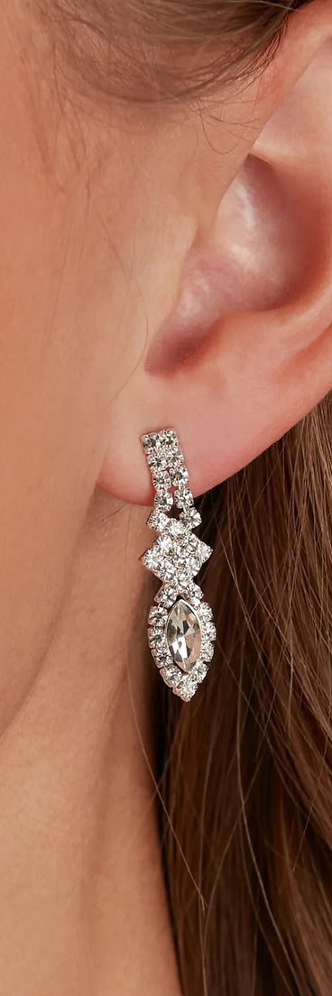 Statement Rhinestone Teardrop Necklace Set