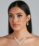 Major Glitz Rhinestone Collar And Chandelier Earring Set