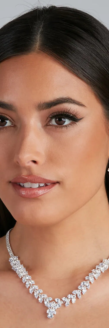 Gleam And Glow Cubic Zirconia Necklace And Earrings Set