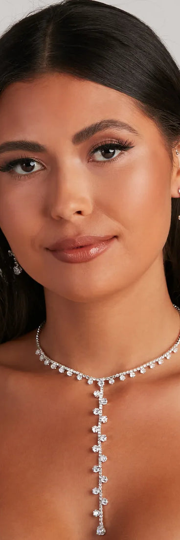 Chic Sparkle Necklace And Earrings Set