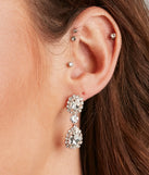 Halo Rhinestone Necklace And Drop Earrings Set