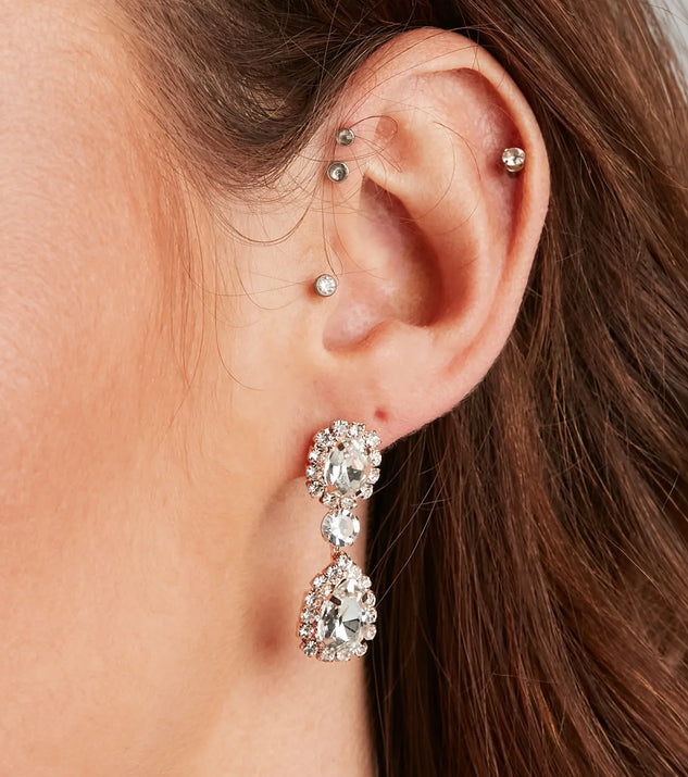 Halo Rhinestone Necklace And Drop Earrings Set