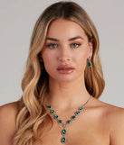 Major Glam Halo Necklace And Earrings