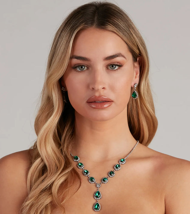 Major Glam Halo Necklace And Earrings
