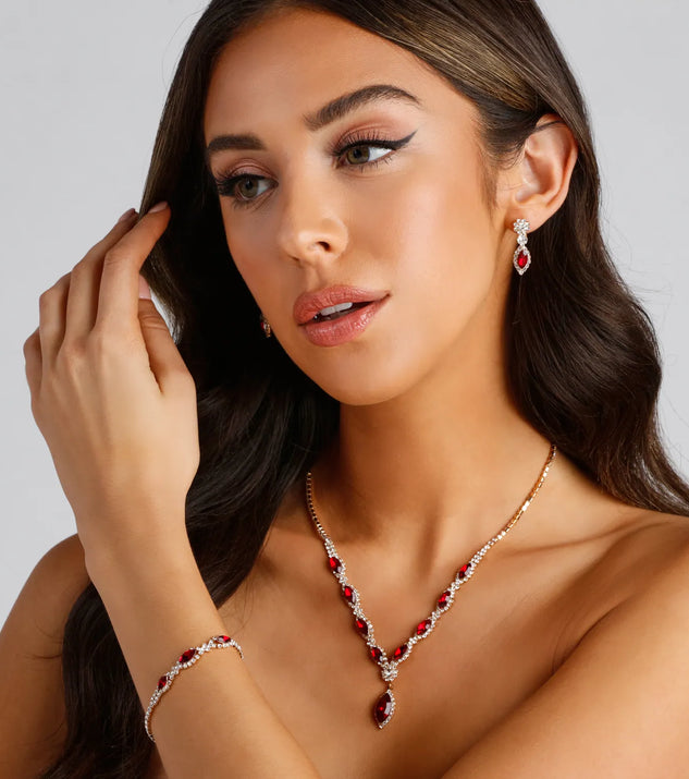 Tear Drop Halo Jewelry Set