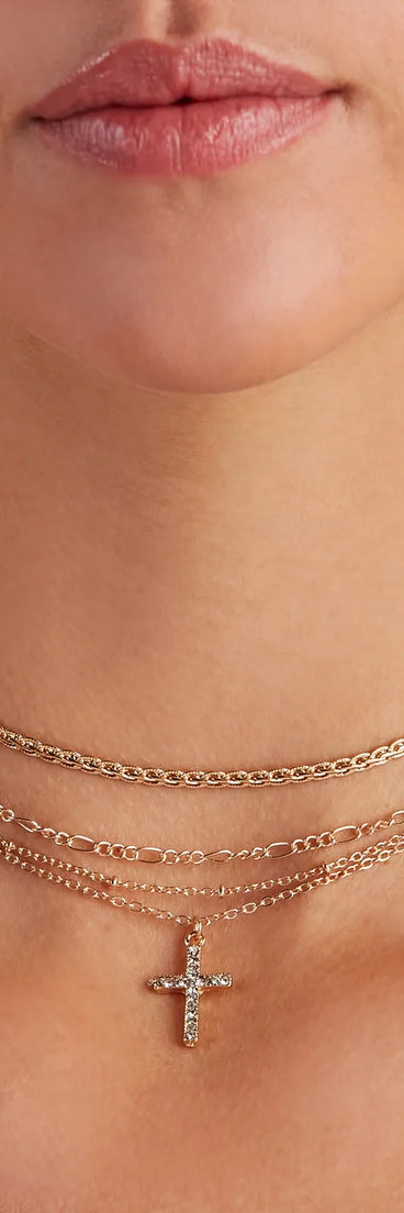 Cross My Heart Rhinestone Choker Set