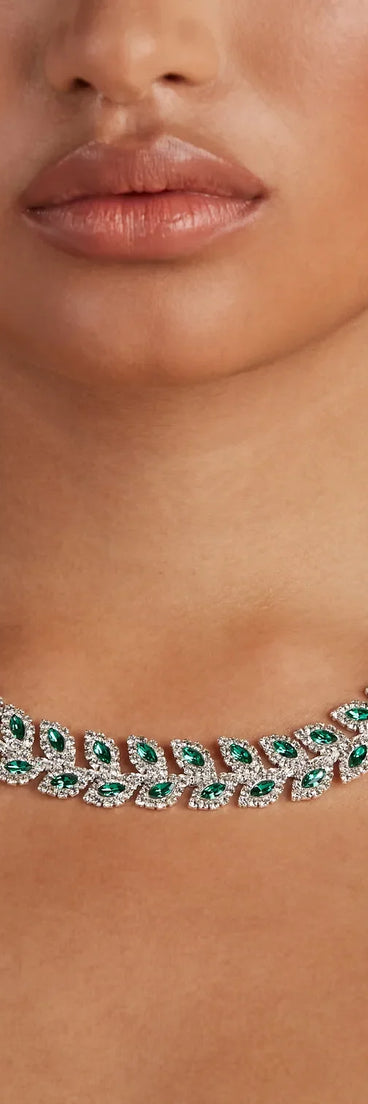 Statement Rhinestone Leaf Collar