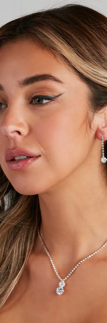 Luxe Drip Pendant Necklace And Earrings Set