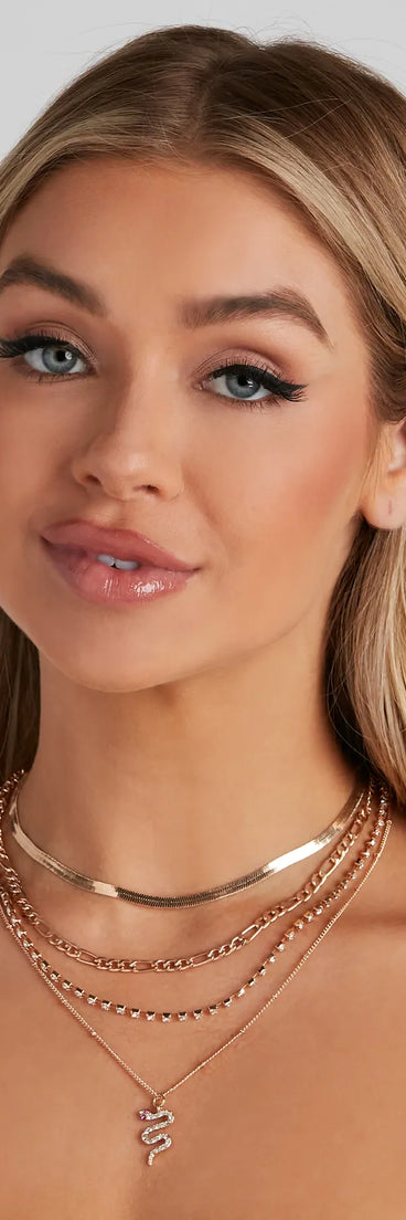 Rhinestone Snake Layered Necklace