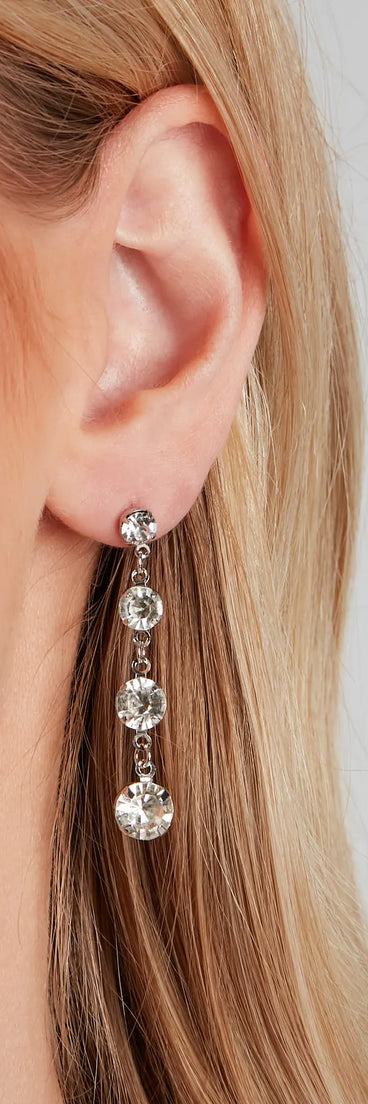 Dainty Glam Rhinestone Necklace And Earrings Set