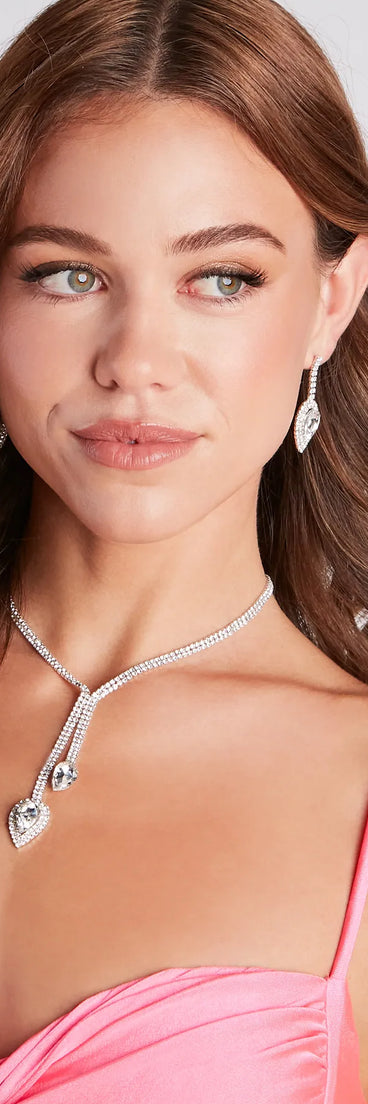 Moment Of Glamour Rhinestone Necklace And Earrings Set