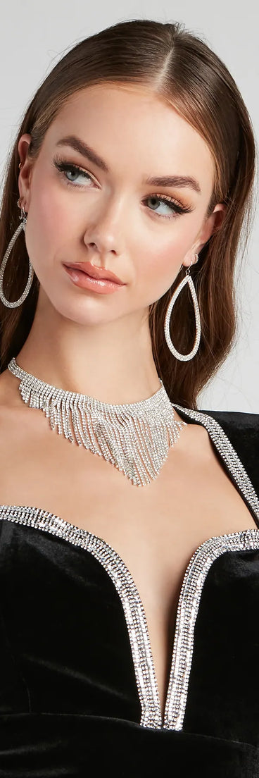 For The Fringe Rhinestone Choker