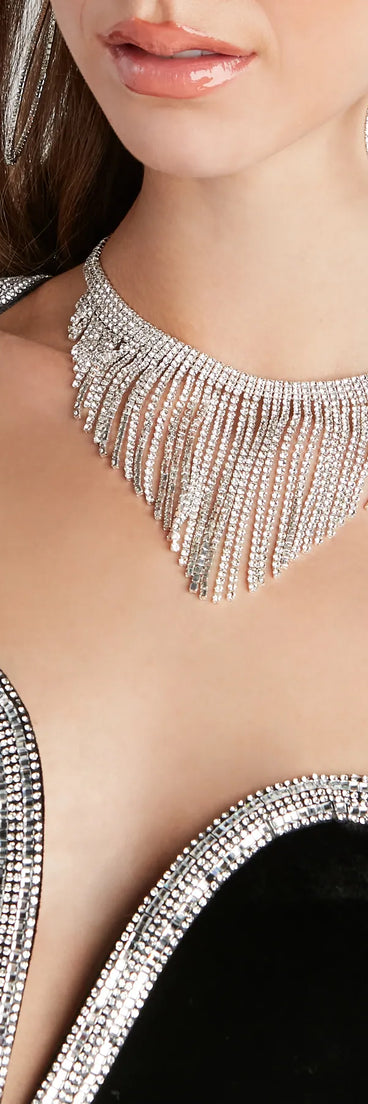 For The Fringe Rhinestone Choker