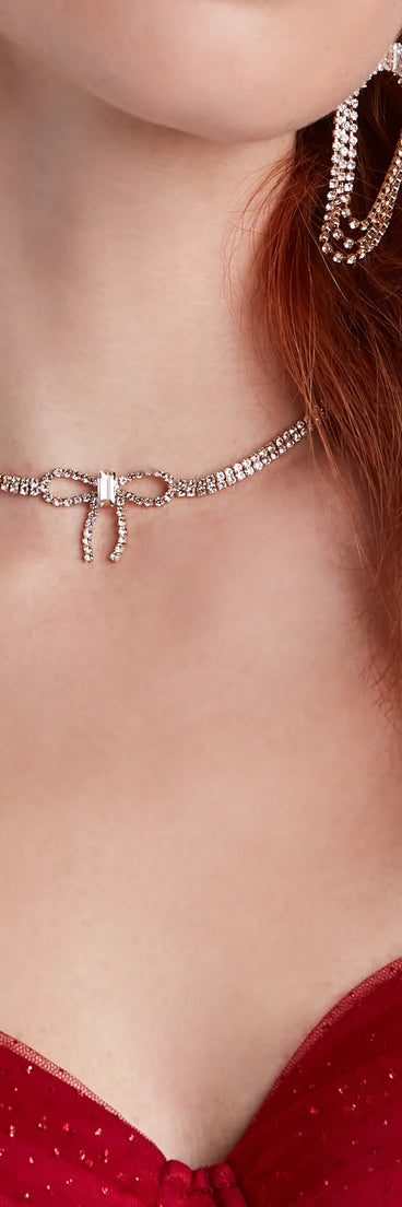 Pretty Bow Rhinestone Choker