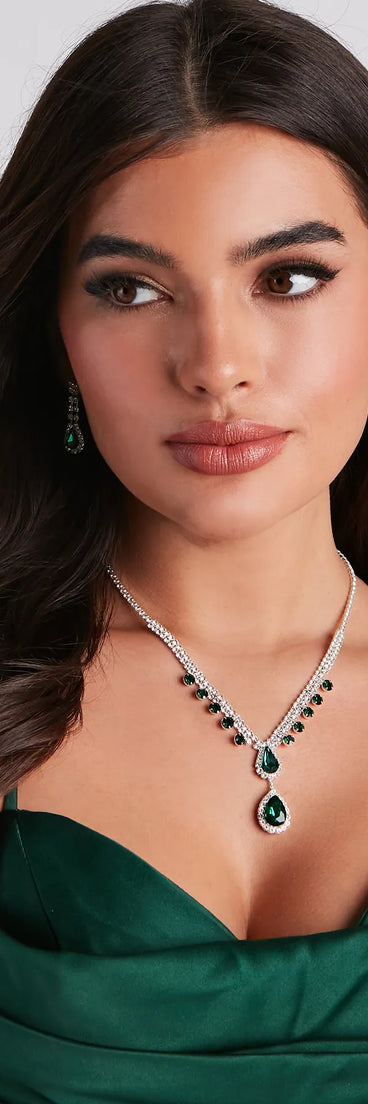 Glamorous Affair Gemstone Necklace And Earrings Set