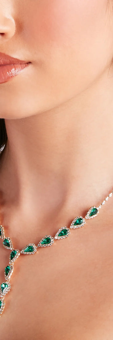 So Glamorous Gemstone Necklace And Earrings Set