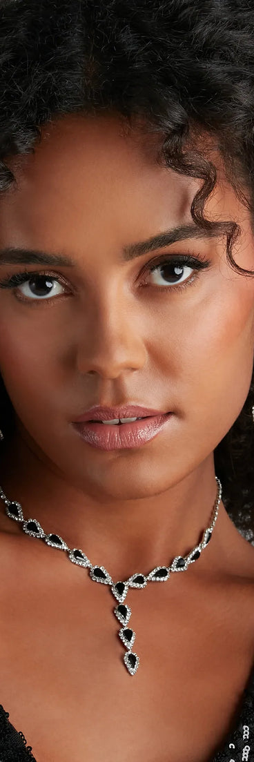 Elevate The Drama Gemstone Necklace And Earrings Set