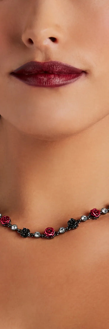 Divine Enchantment Hematite Rose Necklace