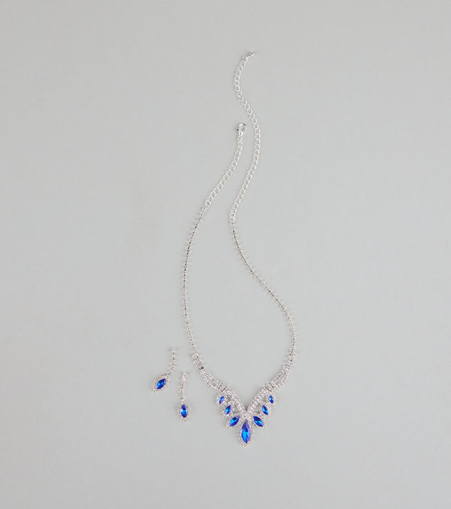 Dripping In Glamour Gemstone Necklace And Earrings Set