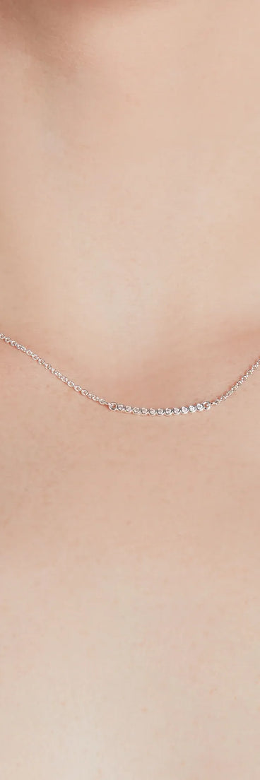 Dainty Bliss Sterling Silver Plated Cubic Zirconia Chain Necklace