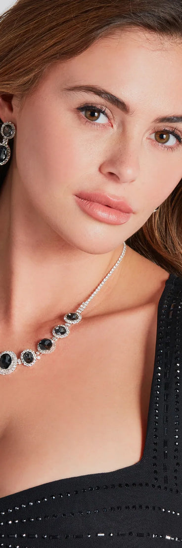 Glam Affair Gemstone Necklace And Earrings Set