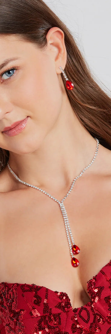 Red Carpet Ready Necklace And Earrings Set