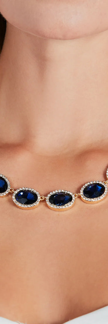 Elegantly Luxe Gemstone And Rhinestone Necklace