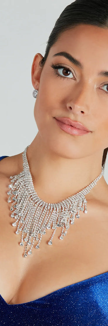 Exquisite Statement Rhinestone Fringe Necklace
