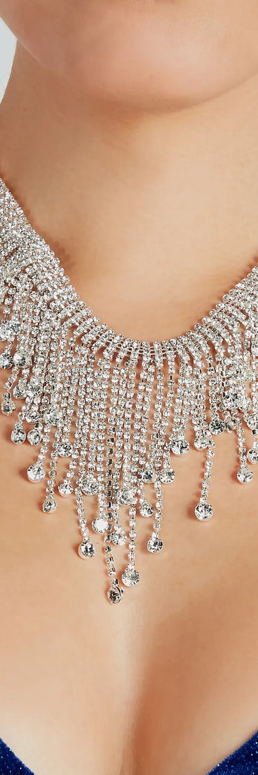 Exquisite Statement Rhinestone Fringe Necklace