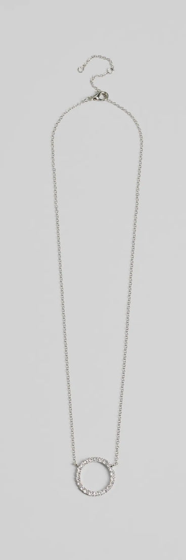 Pretty Shine Cubic Zirconia Circle Pendant Necklace