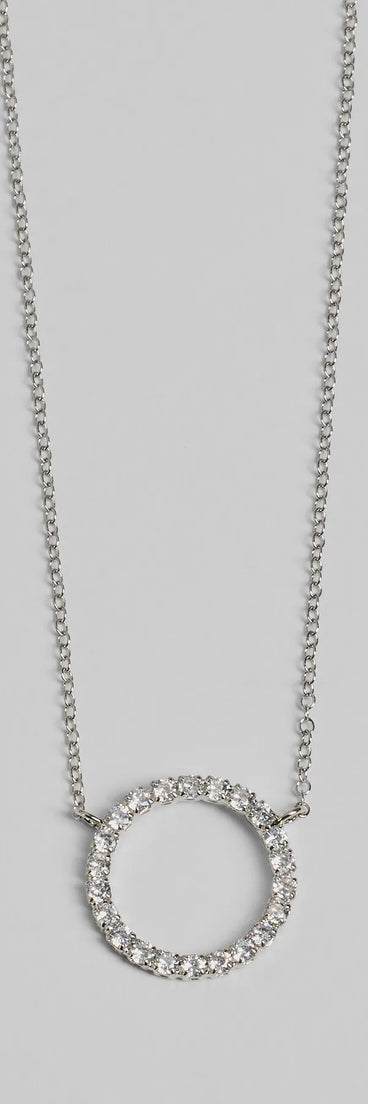 Pretty Shine Cubic Zirconia Circle Pendant Necklace