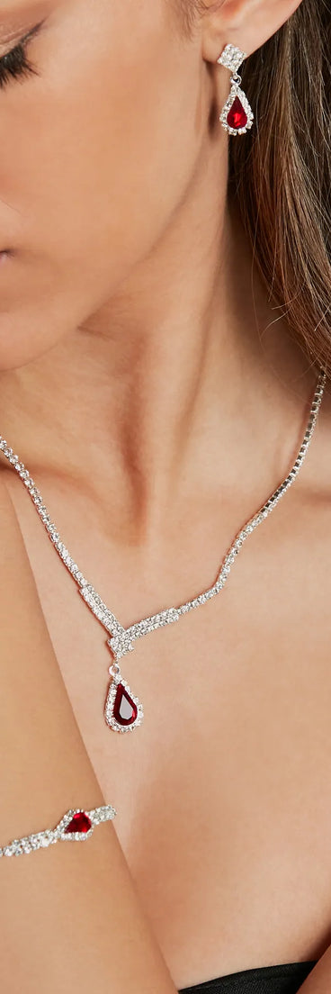 Forever Elegant Rhinestone And Gemstone Jewelry Set