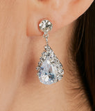 The Elegantly Chic Rhinestone Necklace And Earrings Set helps create a chic silver women's cocktail outfit with a trendy texture and stylish design, ideal for wedding guest cocktail outfits or dinner parties